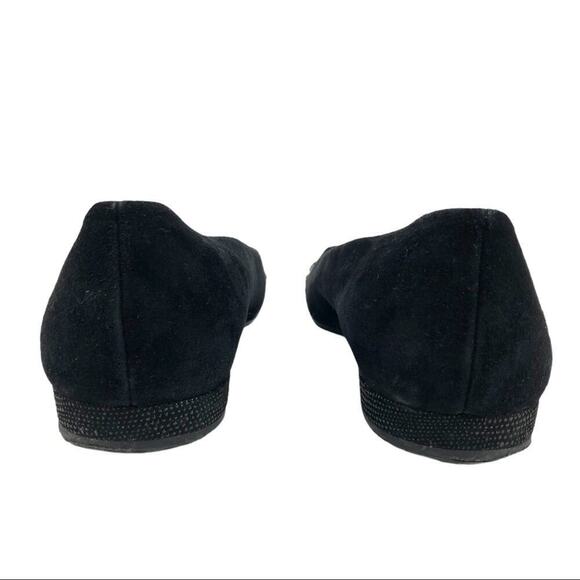 Stuart Weitzman Legacy Cap Toe Ballet Loafers Flat Black Suede Chain Accent 6 - Picture 16 of 16